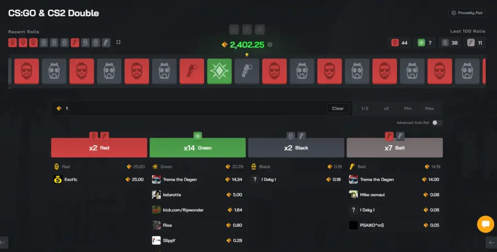 CS2 roulette - example