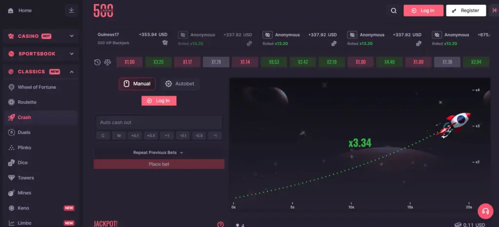 CSGO500 crash section