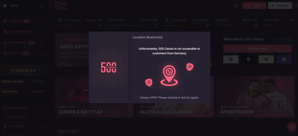 Location restriction of a crash site - CSGo500